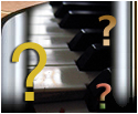 Q marks on piano keys